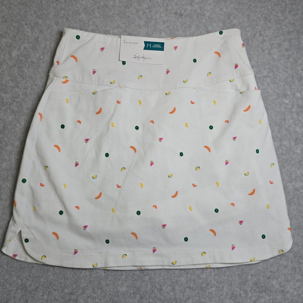 Lady Hagen Women Small Pull-On Skort Fruit Print Tummy Control Golf NWT Stretch